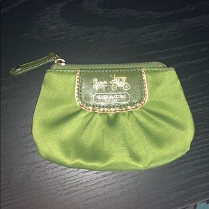 Coach Amanda Brilliant Green Satin Coin Purse